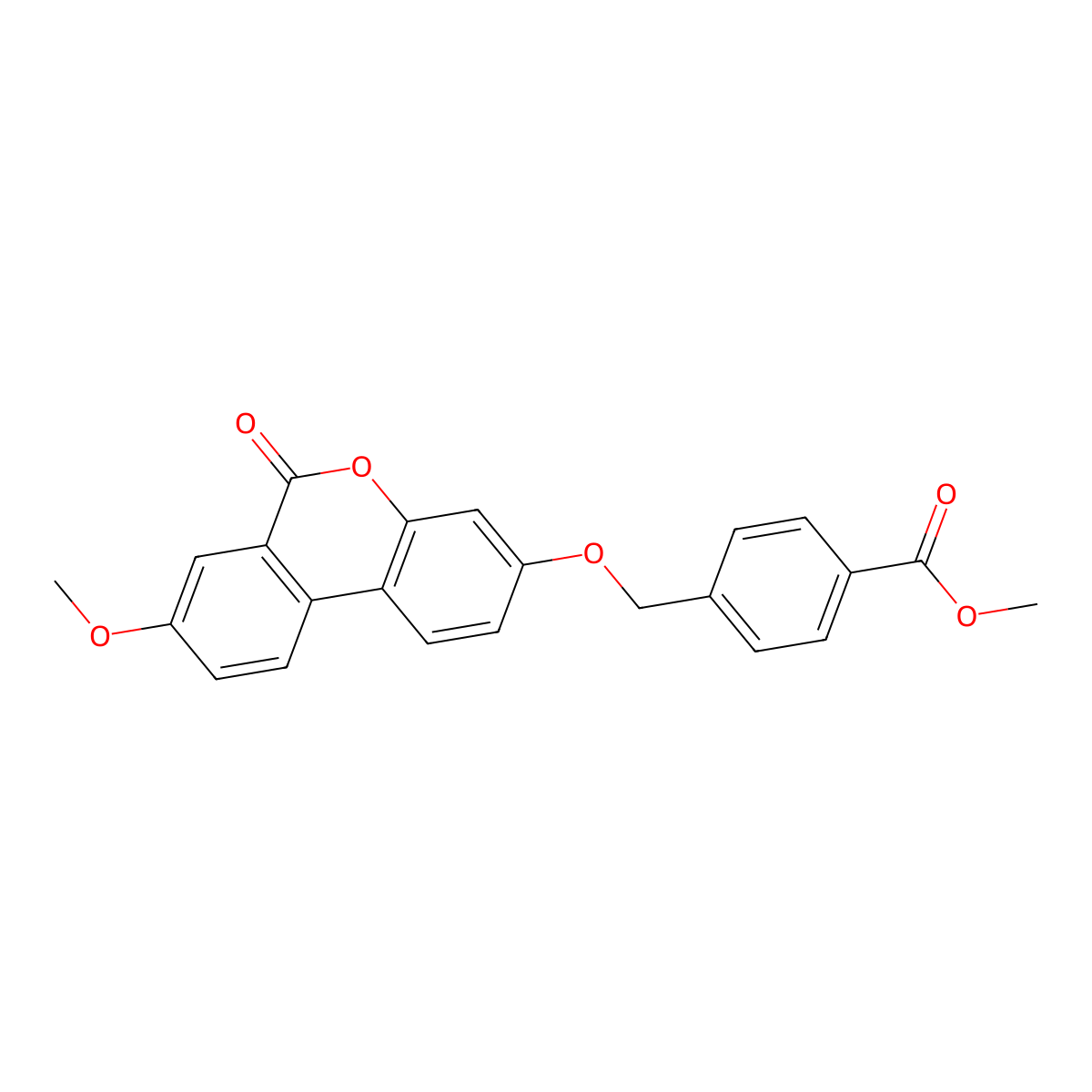 Methyl 4-[(8-methoxy-6-oxobenzo[c]chromen-3-yl)oxymethyl]benzoate molecular structure, CAS 6630-23-5