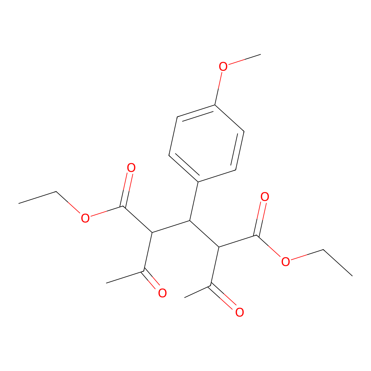 Diethyl 2,4-diacetyl-3-(4-methoxyphenyl)pentanedioate molecular structure, CAS 6630-90-6