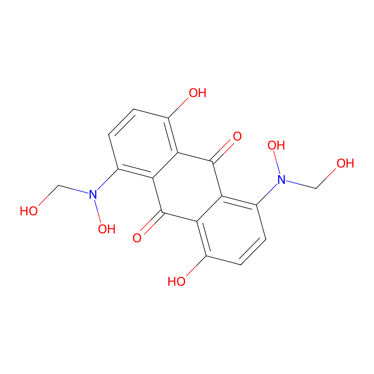1,5-Dihydroxy-4,8-bis(hydroxy(hydroxymethyl)amino)anthraquinone molecular structure, CAS 66304-07-2