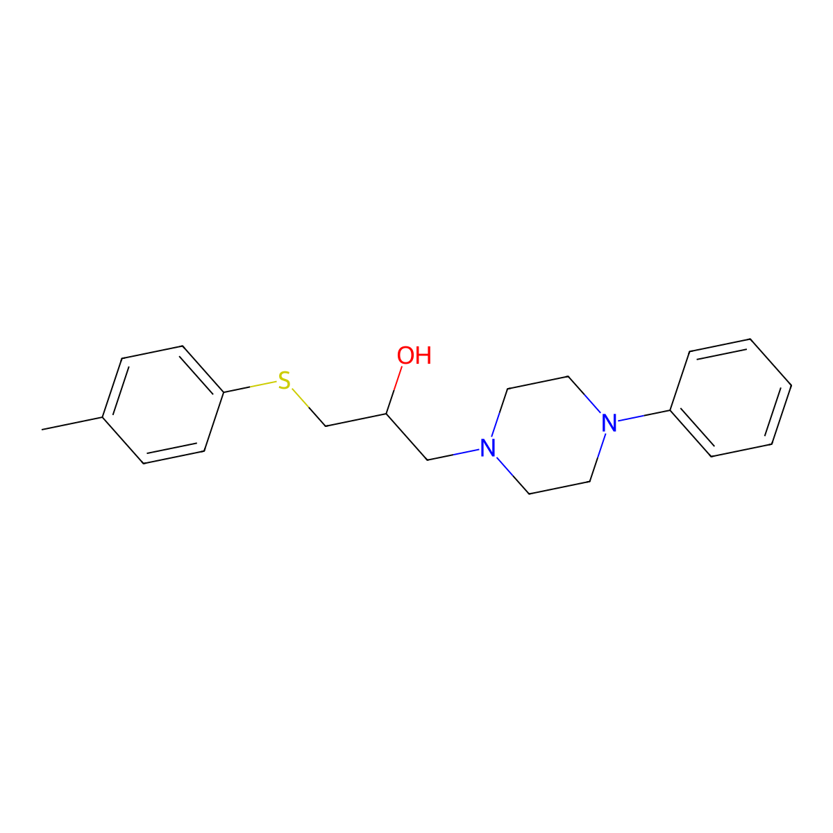 1-Piperazineethanol, 4-phenyl-alpha-(p-tolylthiomethyl)- molecular structure, CAS 66307-52-6