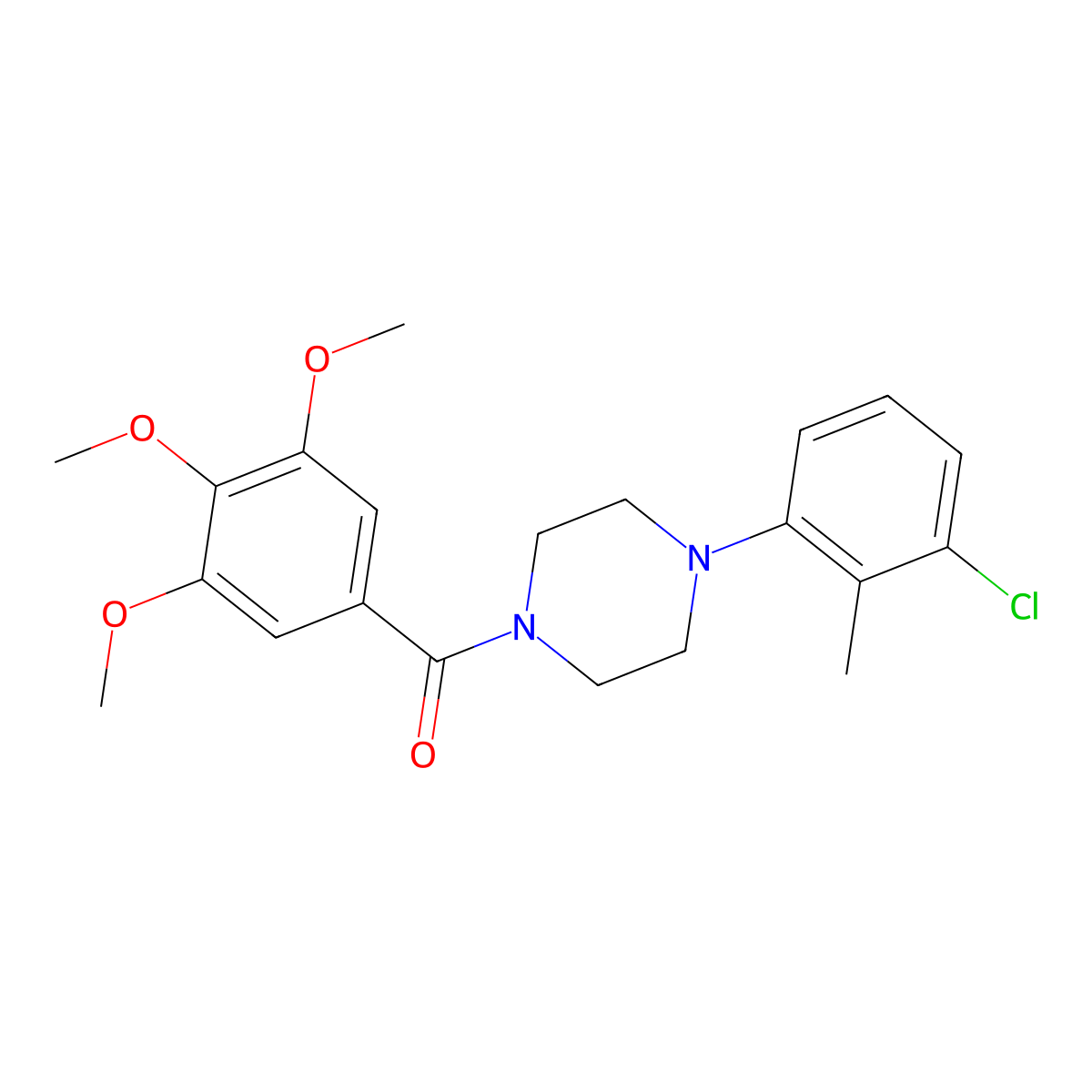 [4-(3-Chloro-2-methylphenyl)piperazin-1-yl](3,4,5-trimethoxyphenyl)methanone molecular structure, CAS 6631-47-6