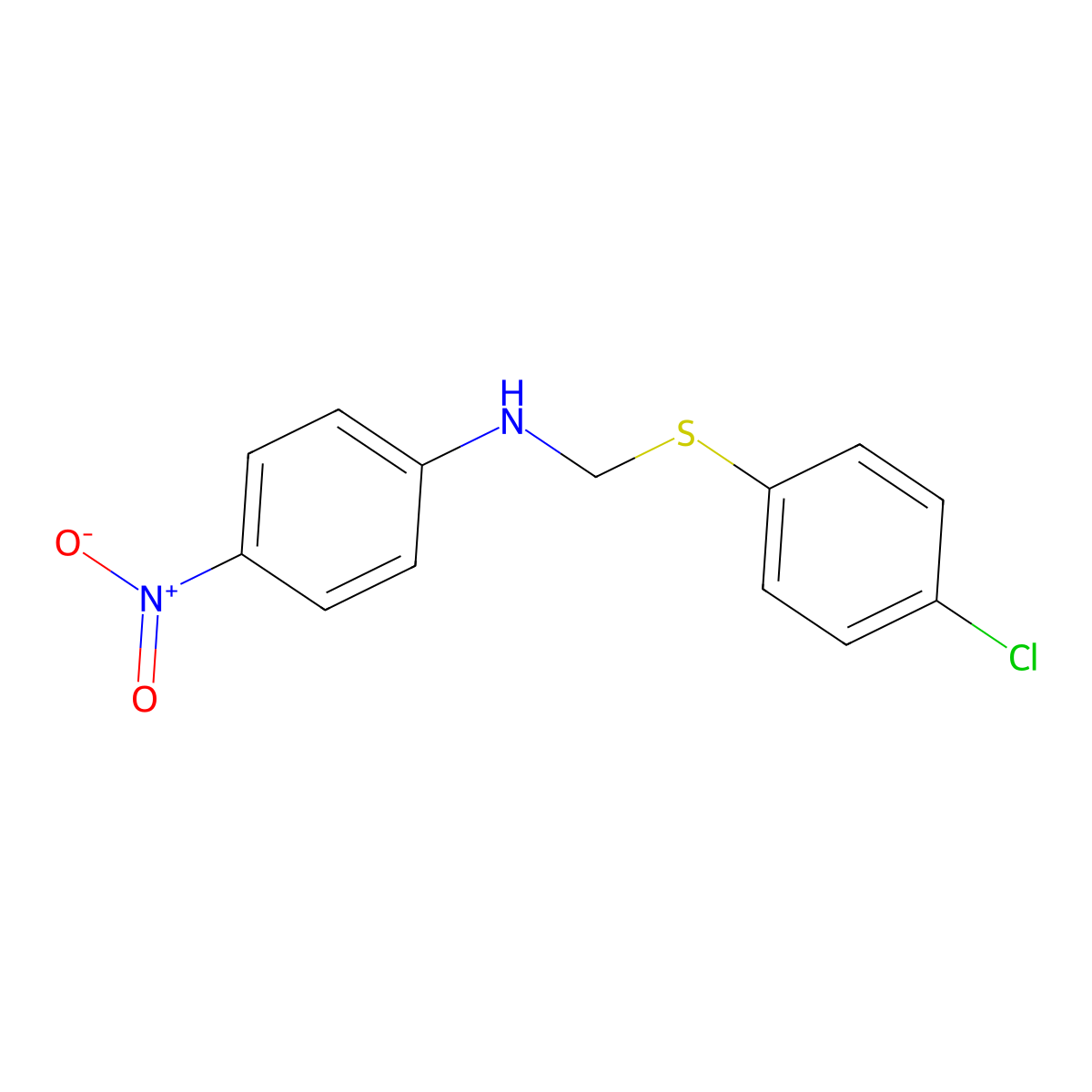 Aniline, N-(p-chlorophenylthiomethyl)-p-nitro- molecular structure, CAS 6631-87-4