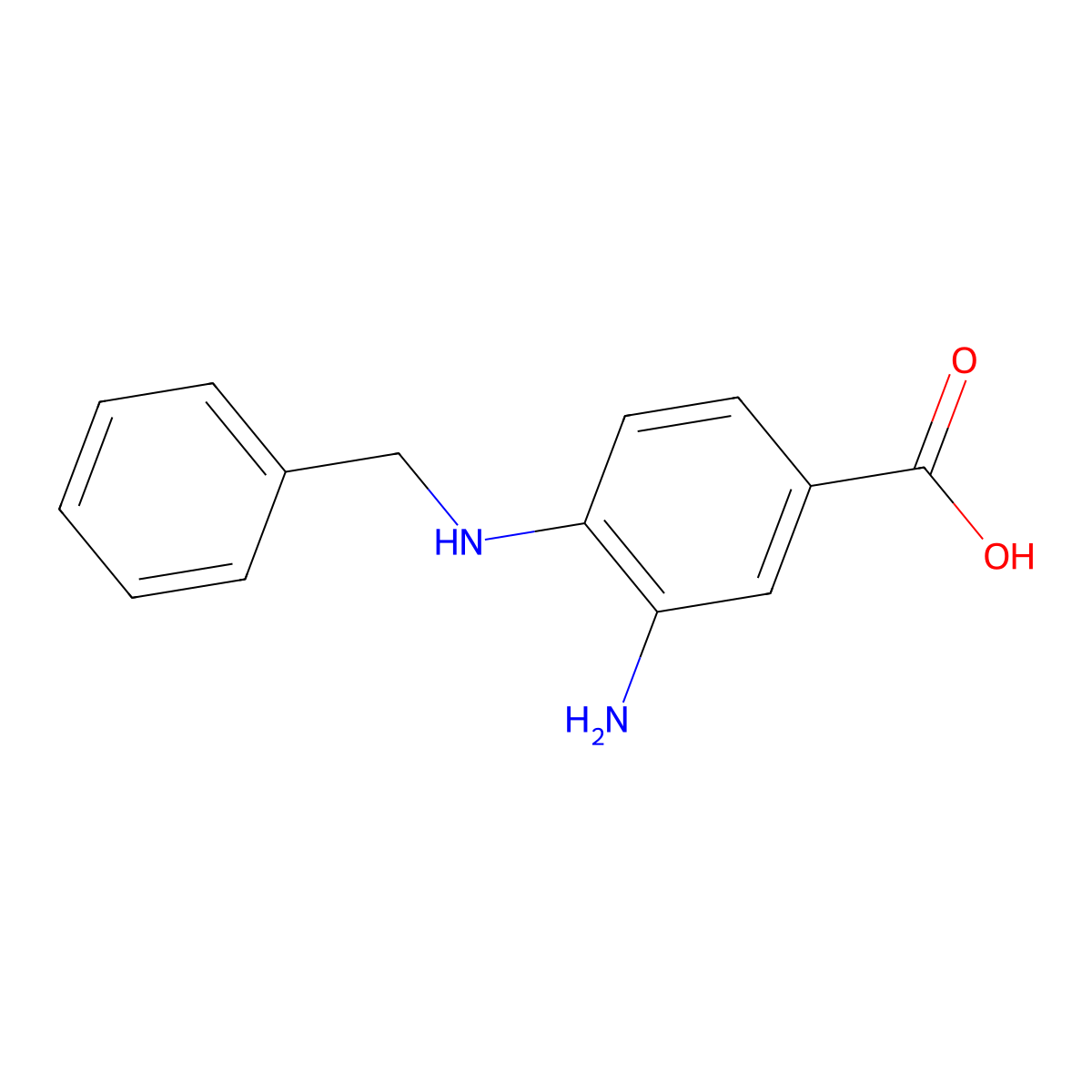 3-amino-4-(benzylamino)benzoic Acid molecular structure, CAS 66315-38-6