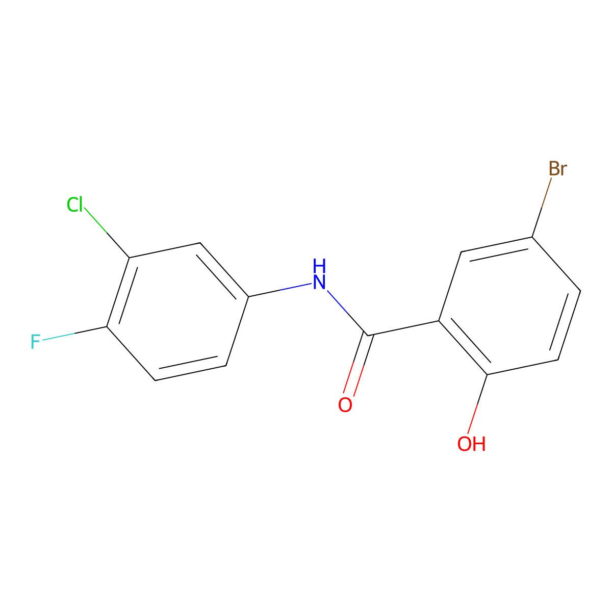 5-Bromo-N-(3-chloro-4-fluorophenyl)-2-hydroxybenzamide molecular structure, CAS 663152-26-9
