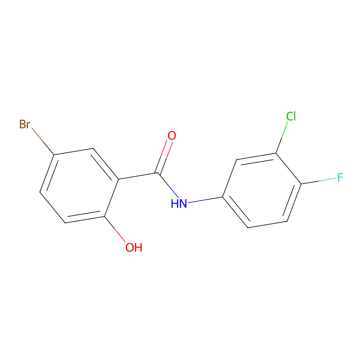 5-Bromo-N-(3-chloro-4-fluorophenyl)-2-hydroxybenzamide molecular structure, CAS 663152-26-9