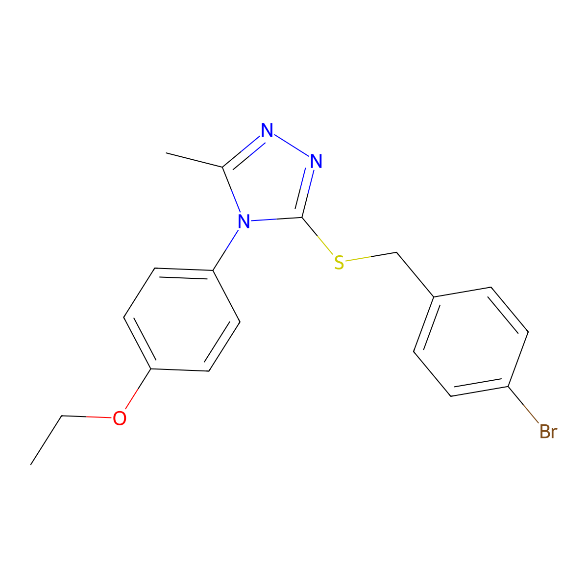 3-[(4-Bromophenyl)methylsulfanyl]-4-(4-ethoxyphenyl)-5-methyl-1,2,4-triazole molecular structure, CAS 663157-57-1