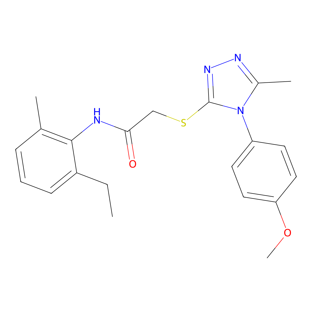 N-(2-ethyl-6-methylphenyl)-2-[[4-(4-methoxyphenyl)-5-methyl-1,2,4-triazol-3-yl]sulfanyl]acetamide molecular structure, CAS 663157-60-6