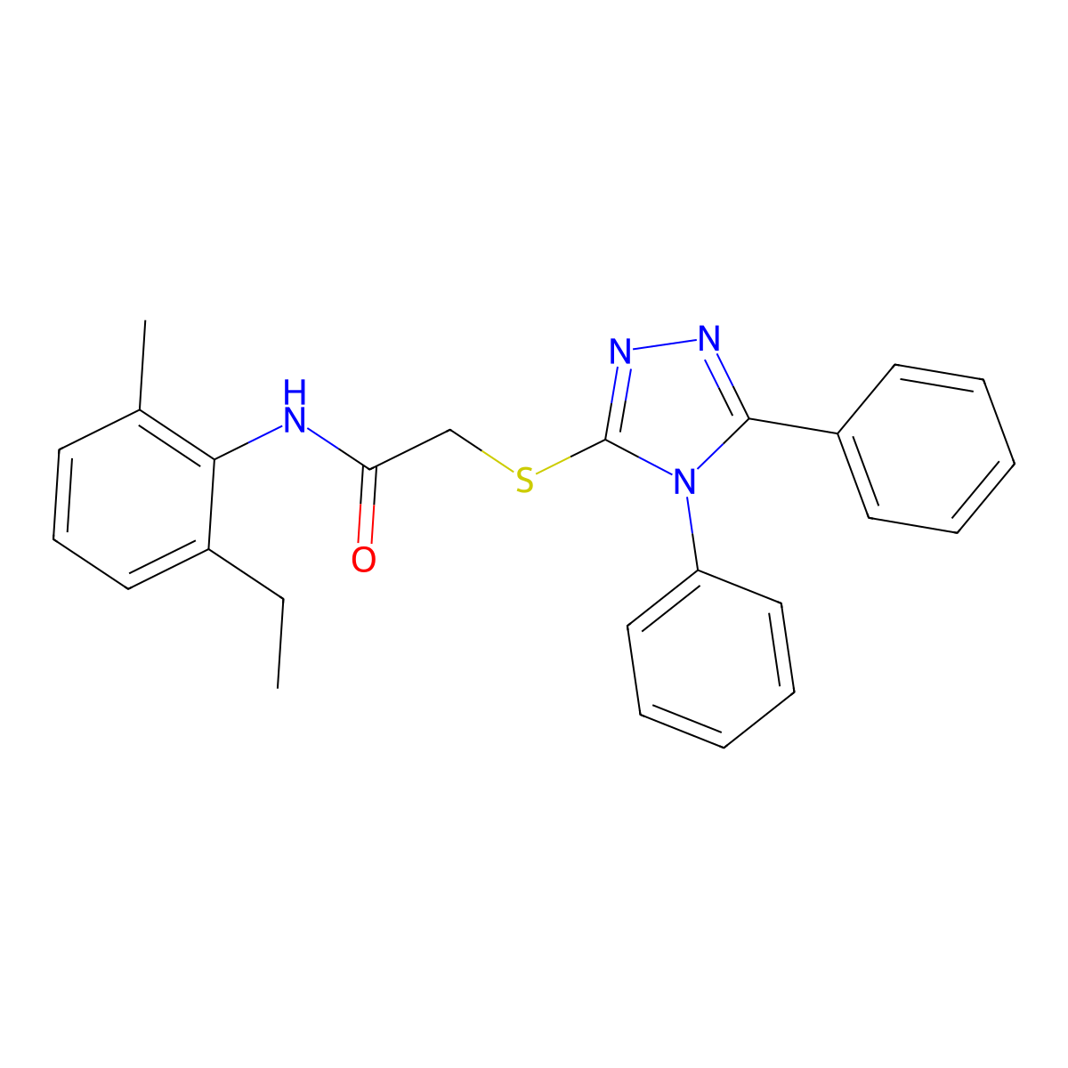 2-[(4,5-diphenyl-1,2,4-triazol-3-yl)sulfanyl]-N-(2-ethyl-6-methylphenyl)acetamide molecular structure, CAS 663157-89-9
