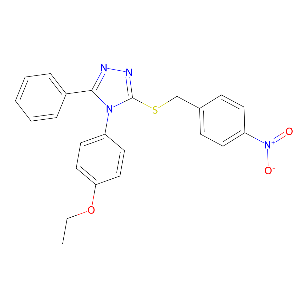 4-(4-Ethoxyphenyl)-3-[(4-nitrophenyl)methylsulfanyl]-5-phenyl-1,2,4-triazole molecular structure, CAS 663157-93-5