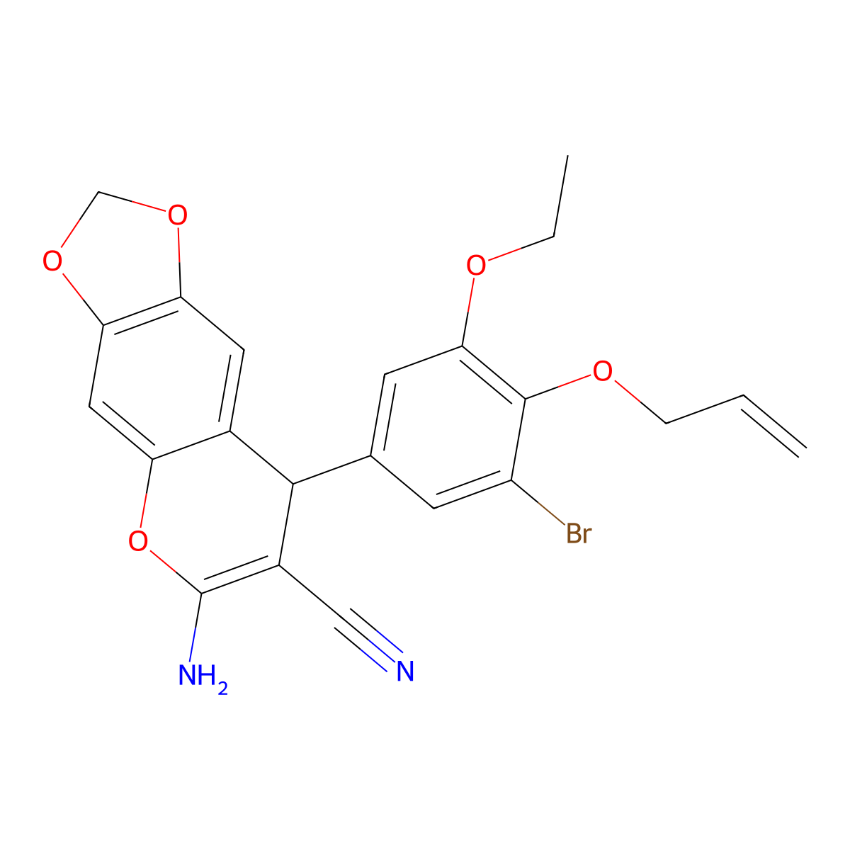 6-amino-8-(3-bromo-5-ethoxy-4-prop-2-enoxyphenyl)-8H-[1,3]dioxolo[4,5-g]chromene-7-carbonitrile molecular structure, CAS 663159-00-0