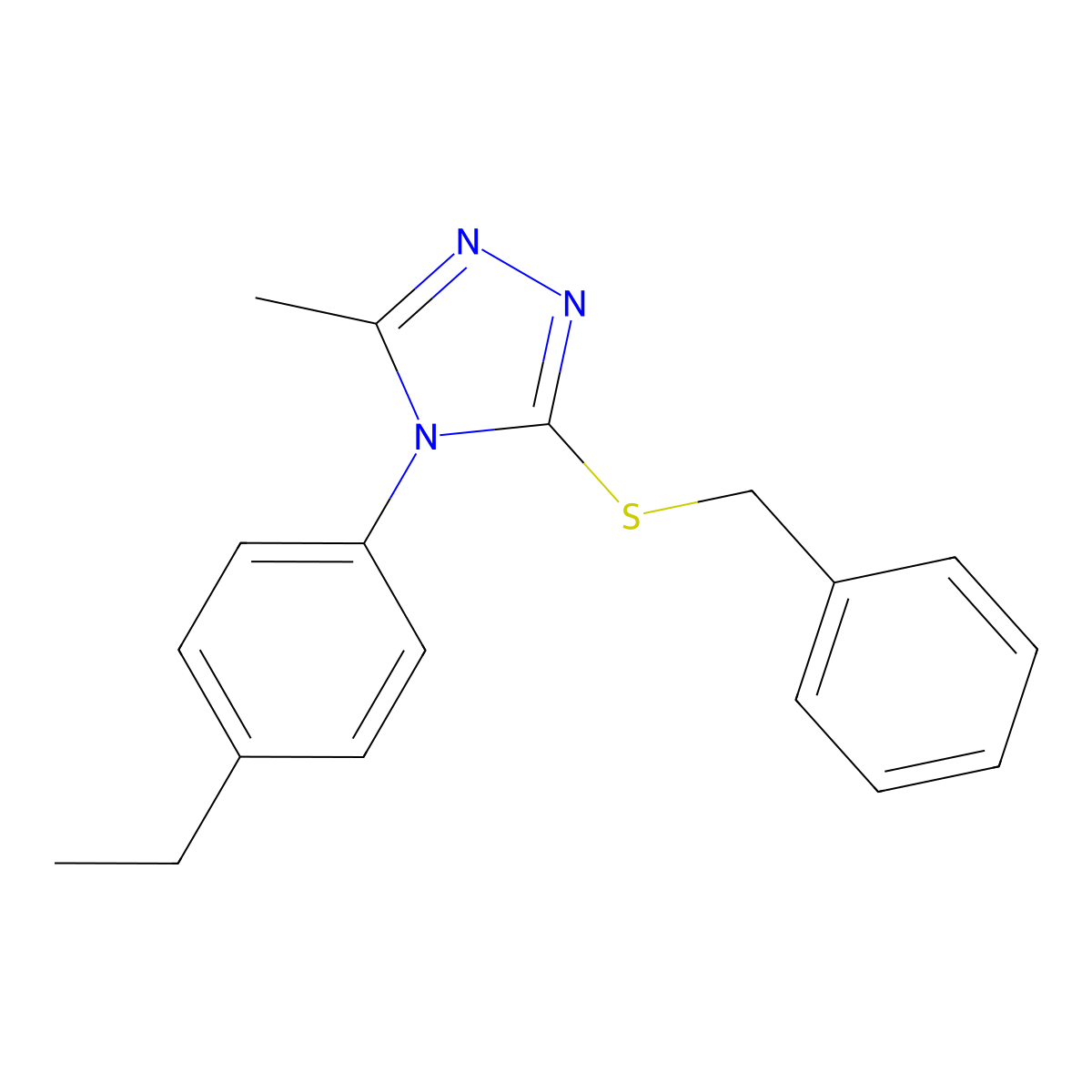 3-Benzylsulfanyl-4-(4-ethylphenyl)-5-methyl-1,2,4-triazole molecular structure, CAS 663159-02-2