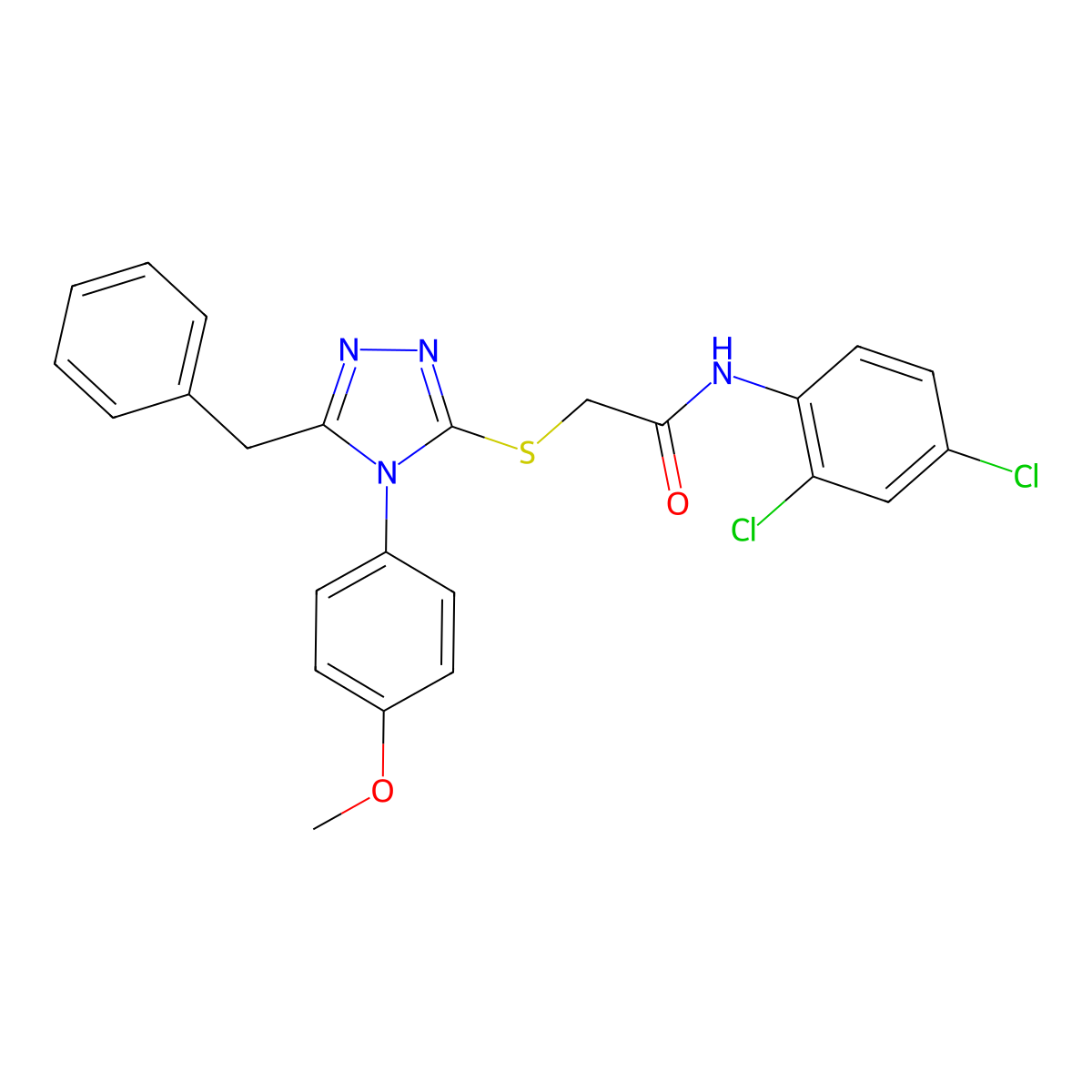 2-[[5-benzyl-4-(4-methoxyphenyl)-1,2,4-triazol-3-yl]sulfanyl]-N-(2,4-dichlorophenyl)acetamide molecular structure, CAS 663159-04-4