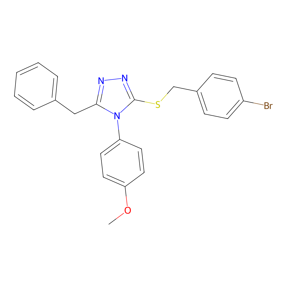 3-Benzyl-5-[(4-bromophenyl)methylsulfanyl]-4-(4-methoxyphenyl)-1,2,4-triazole molecular structure, CAS 663159-06-6