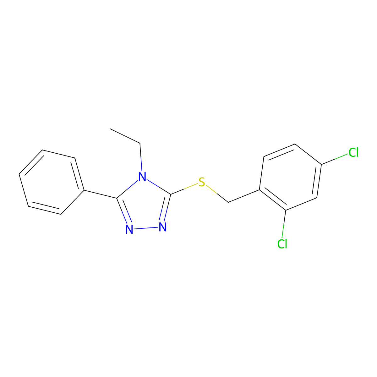 3-[(2,4-Dichlorophenyl)methylsulfanyl]-4-ethyl-5-phenyl-1,2,4-triazole molecular structure, CAS 663159-35-1