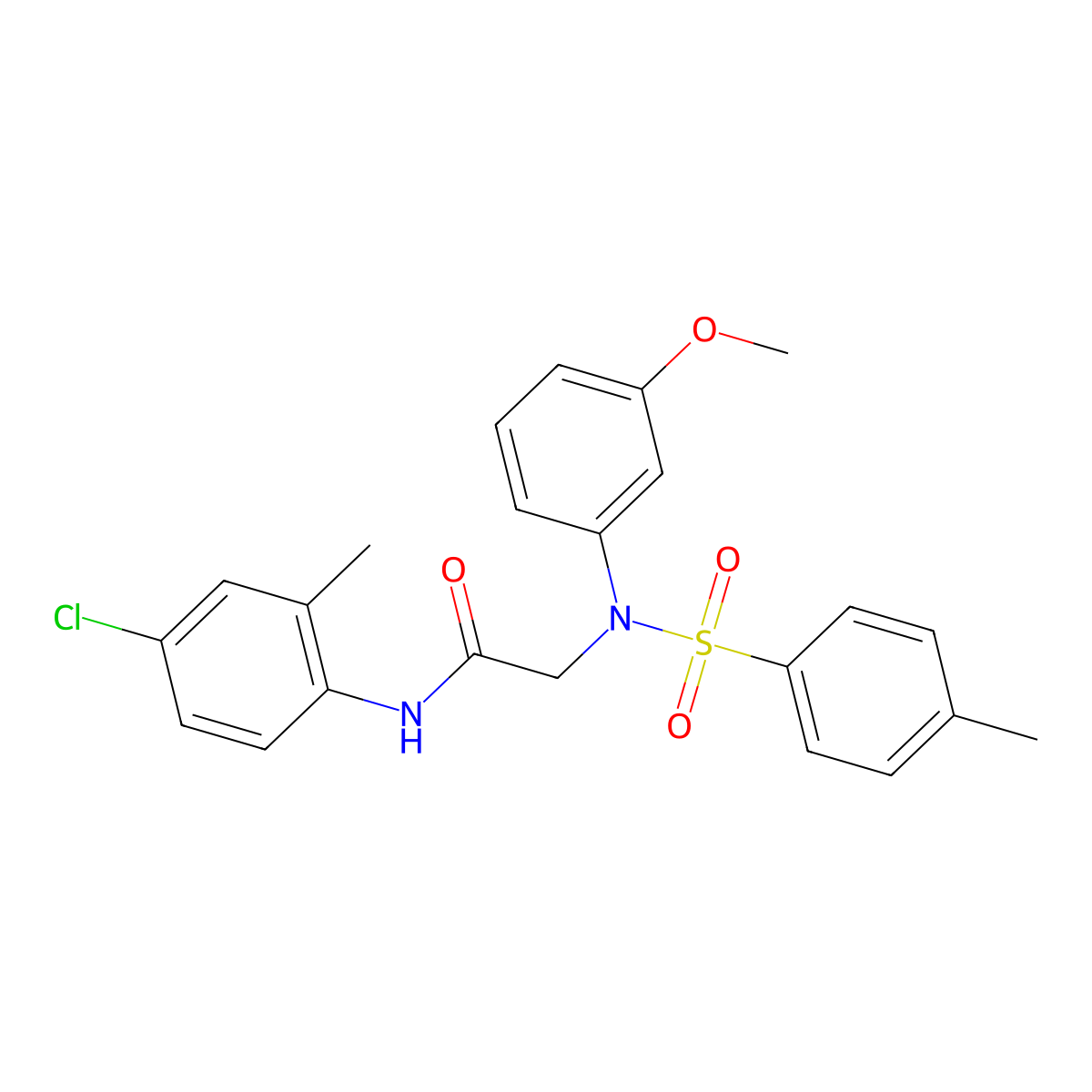 N-(4-chloro-2-methylphenyl)-2-(3-methoxy-N-(4-methylphenyl)sulfonylanilino)acetamide molecular structure, CAS 663159-89-5