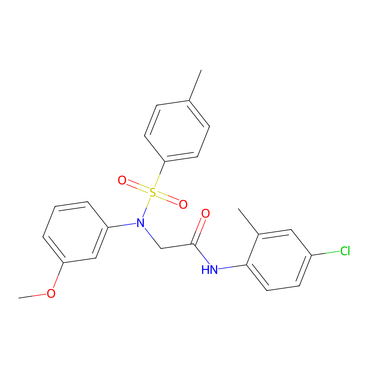 N-(4-chloro-2-methylphenyl)-2-(3-methoxy-N-(4-methylphenyl)sulfonylanilino)acetamide molecular structure, CAS 663159-89-5