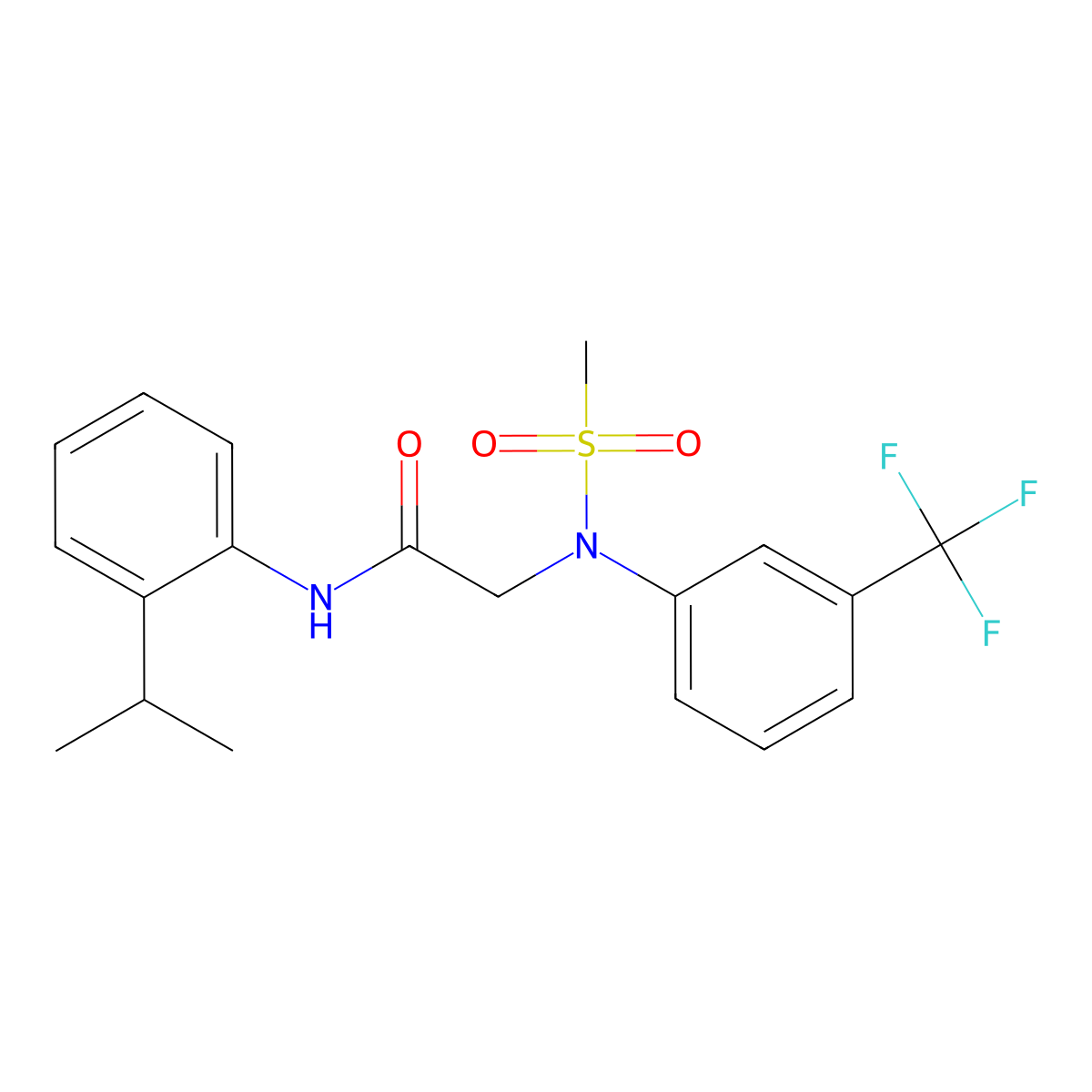 2-[N-methylsulfonyl-3-(trifluoromethyl)anilino]-N-(2-propan-2-ylphenyl)acetamide molecular structure, CAS 663159-94-2