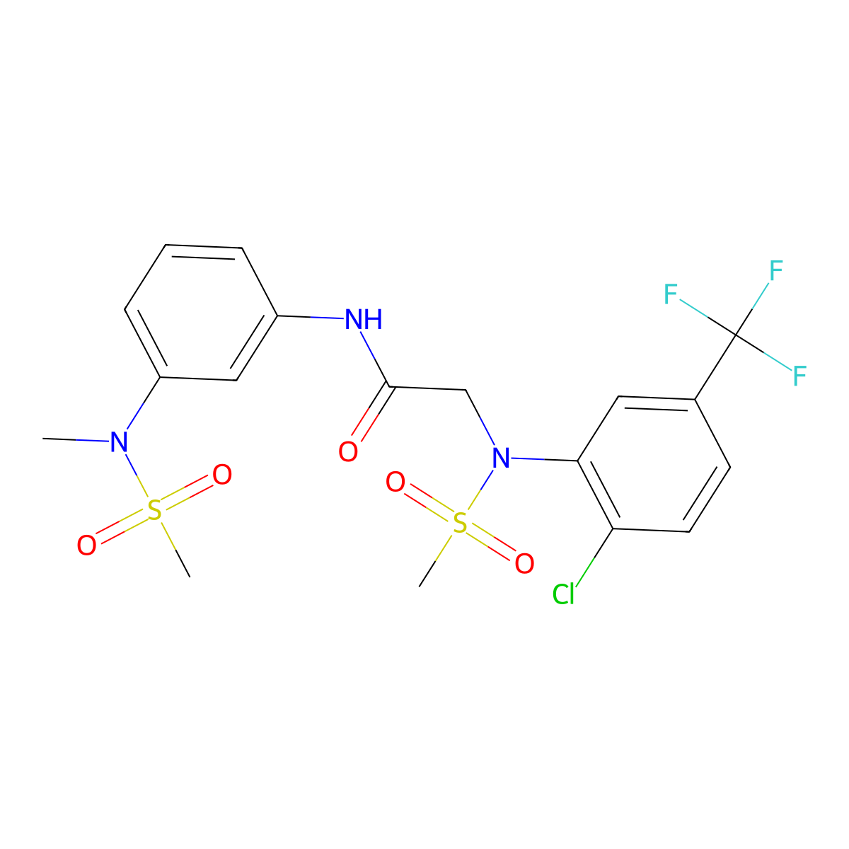 2-[2-chloro-N-methylsulfonyl-5-(trifluoromethyl)anilino]-N-[3-[methyl(methylsulfonyl)amino]phenyl]acetamide molecular structure, CAS 663159-95-3