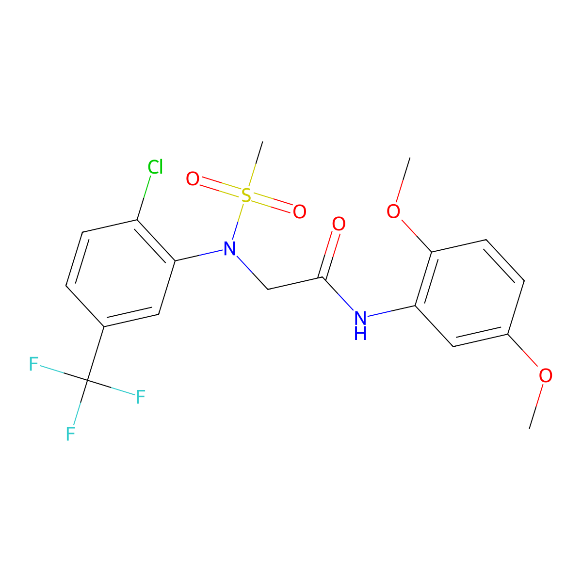 2-[2-chloro-N-methylsulfonyl-5-(trifluoromethyl)anilino]-N-(2,5-dimethoxyphenyl)acetamide molecular structure, CAS 663160-06-3