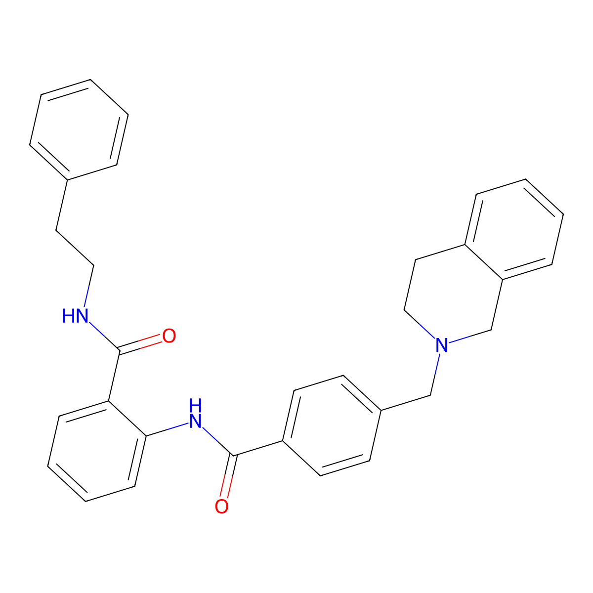 2-({[4-(3,4-dihydroisoquinolin-2(1H)-ylmethyl)phenyl]carbonyl}amino)-N-(2-phenylethyl)benzamide molecular structure, CAS 663160-15-4