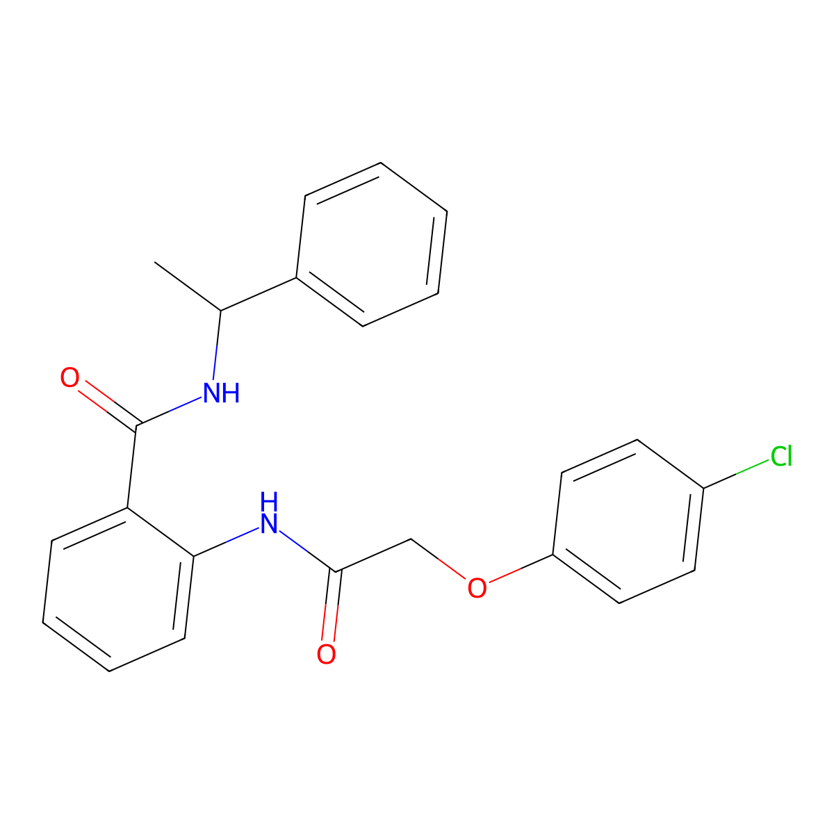 2-{[(4-chlorophenoxy)acetyl]amino}-N-(1-phenylethyl)benzamide molecular structure, CAS 663160-21-2