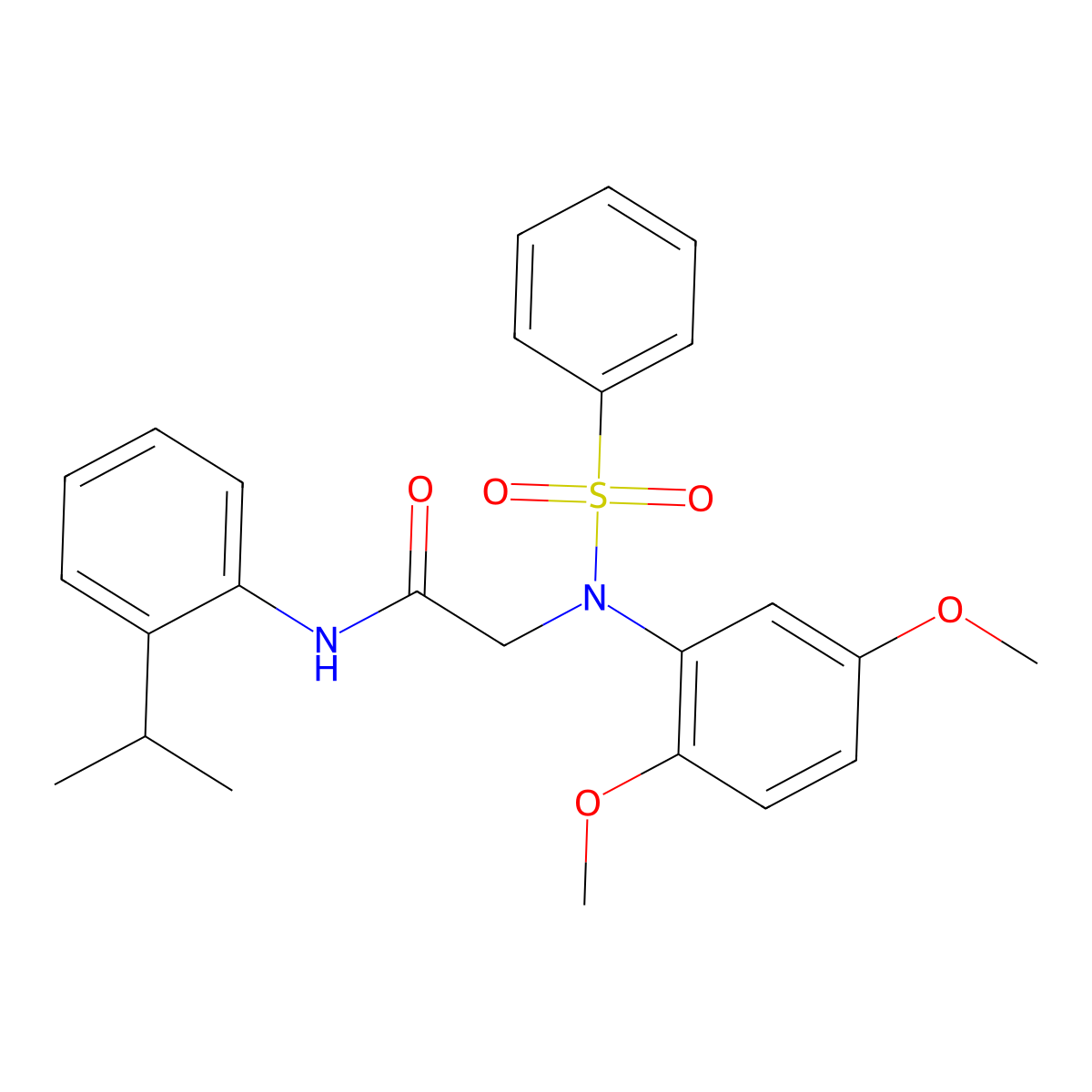 2-[N-(benzenesulfonyl)-2,5-dimethoxyanilino]-N-(2-propan-2-ylphenyl)acetamide molecular structure, CAS 663160-35-8