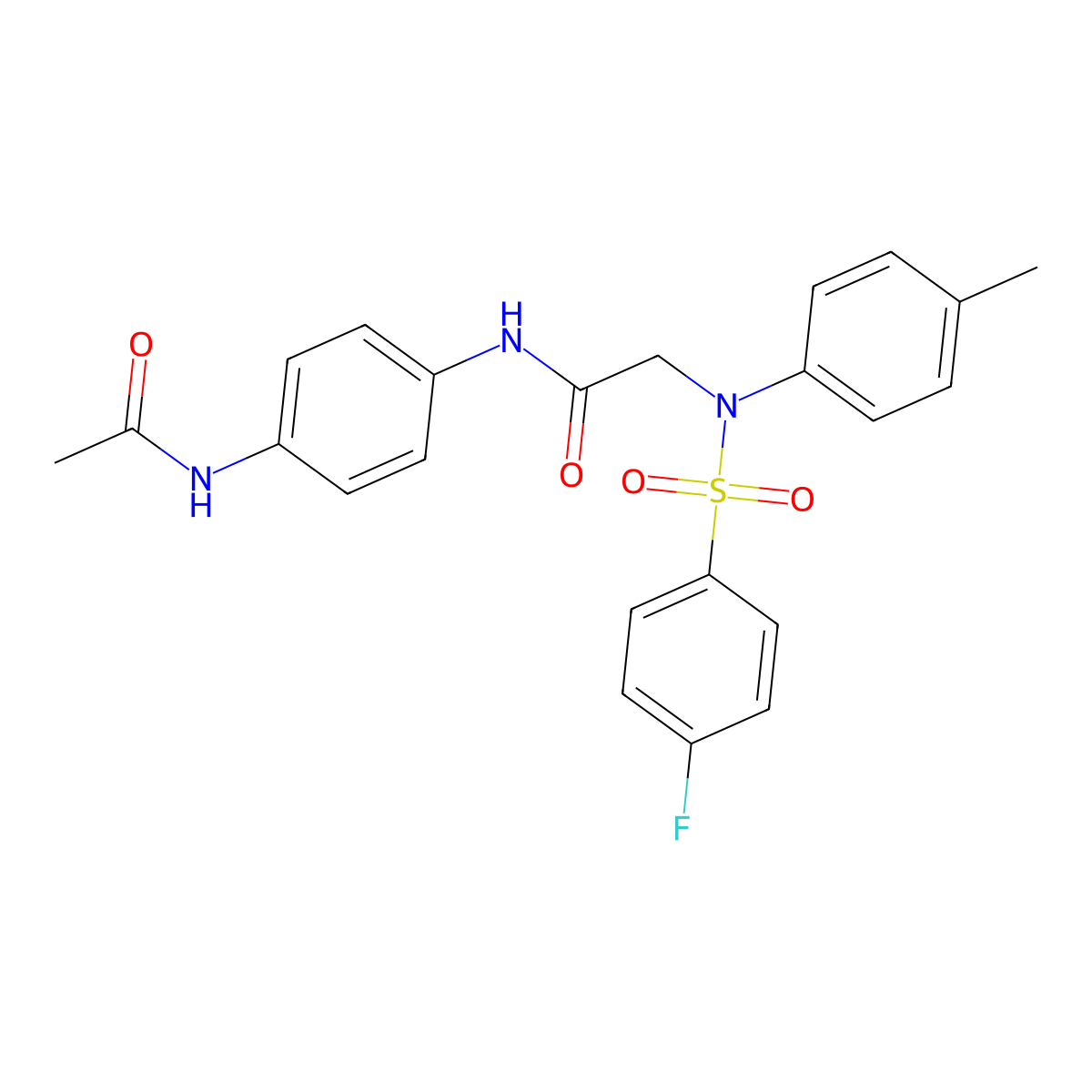 N-(4-acetamidophenyl)-2-(N-(4-fluorophenyl)sulfonyl-4-methylanilino)acetamide molecular structure, CAS 663160-52-9