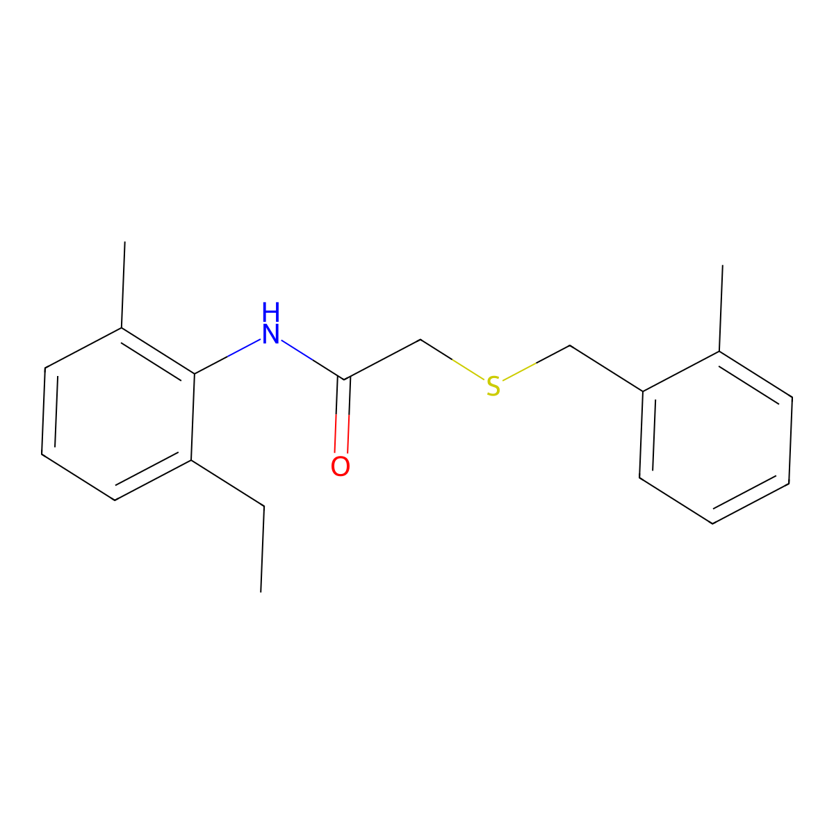 N-(2-ethyl-6-methylphenyl)-2-[(2-methylphenyl)methylsulfanyl]acetamide molecular structure, CAS 663160-63-2