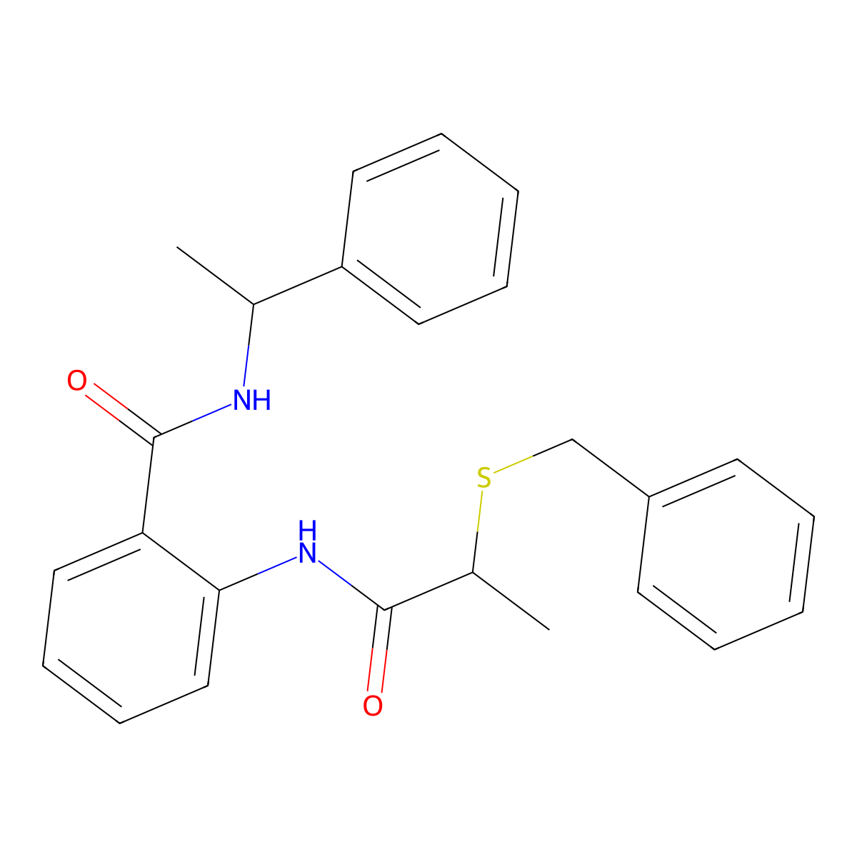 2-(2-benzylsulfanylpropanoylamino)-N-(1-phenylethyl)benzamide molecular structure, CAS 663160-72-3