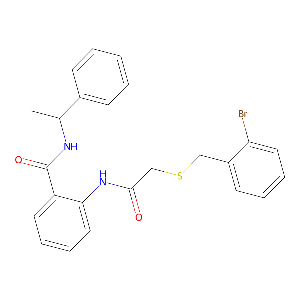 2-({[(2-bromobenzyl)sulfanyl]acetyl}amino)-N-(1-phenylethyl)benzamide molecular structure, CAS 663160-94-9