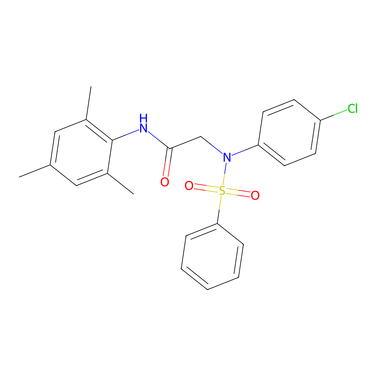 2-[N-(benzenesulfonyl)-4-chloroanilino]-N-(2,4,6-trimethylphenyl)acetamide molecular structure, CAS 663161-03-3