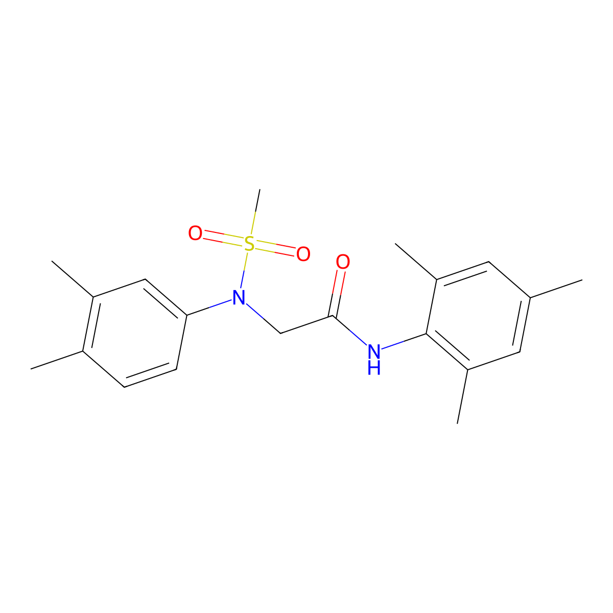 2-(3,4-dimethyl-N-methylsulfonylanilino)-N-(2,4,6-trimethylphenyl)acetamide molecular structure, CAS 663161-07-7