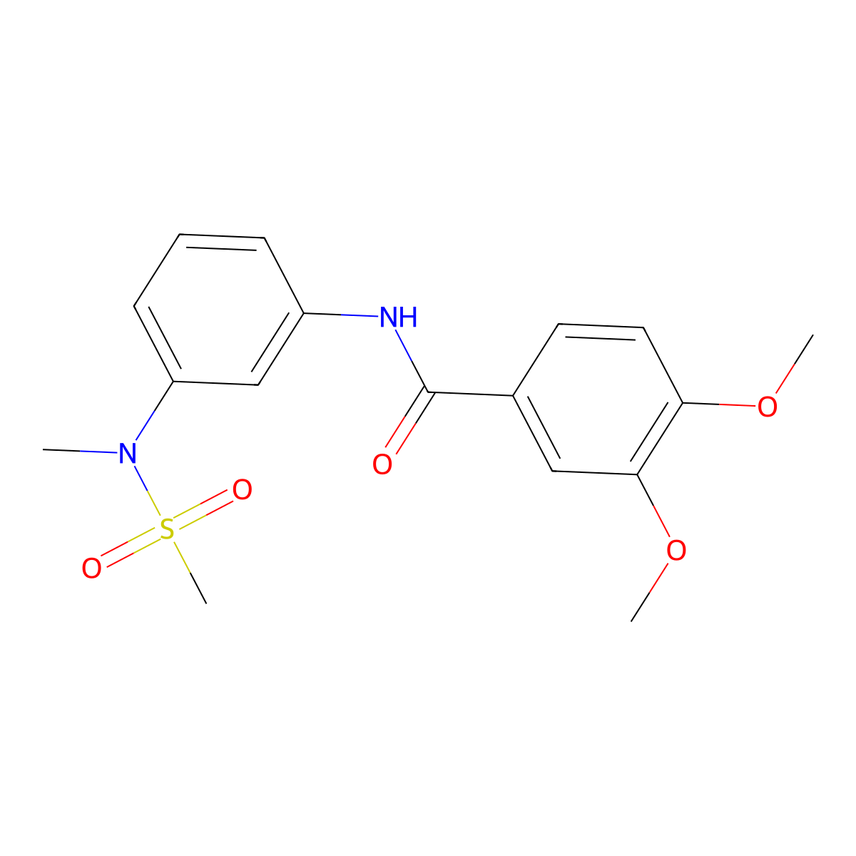 3,4-dimethoxy-N-{3-[methyl(methylsulfonyl)amino]phenyl}benzamide molecular structure, CAS 663161-43-1