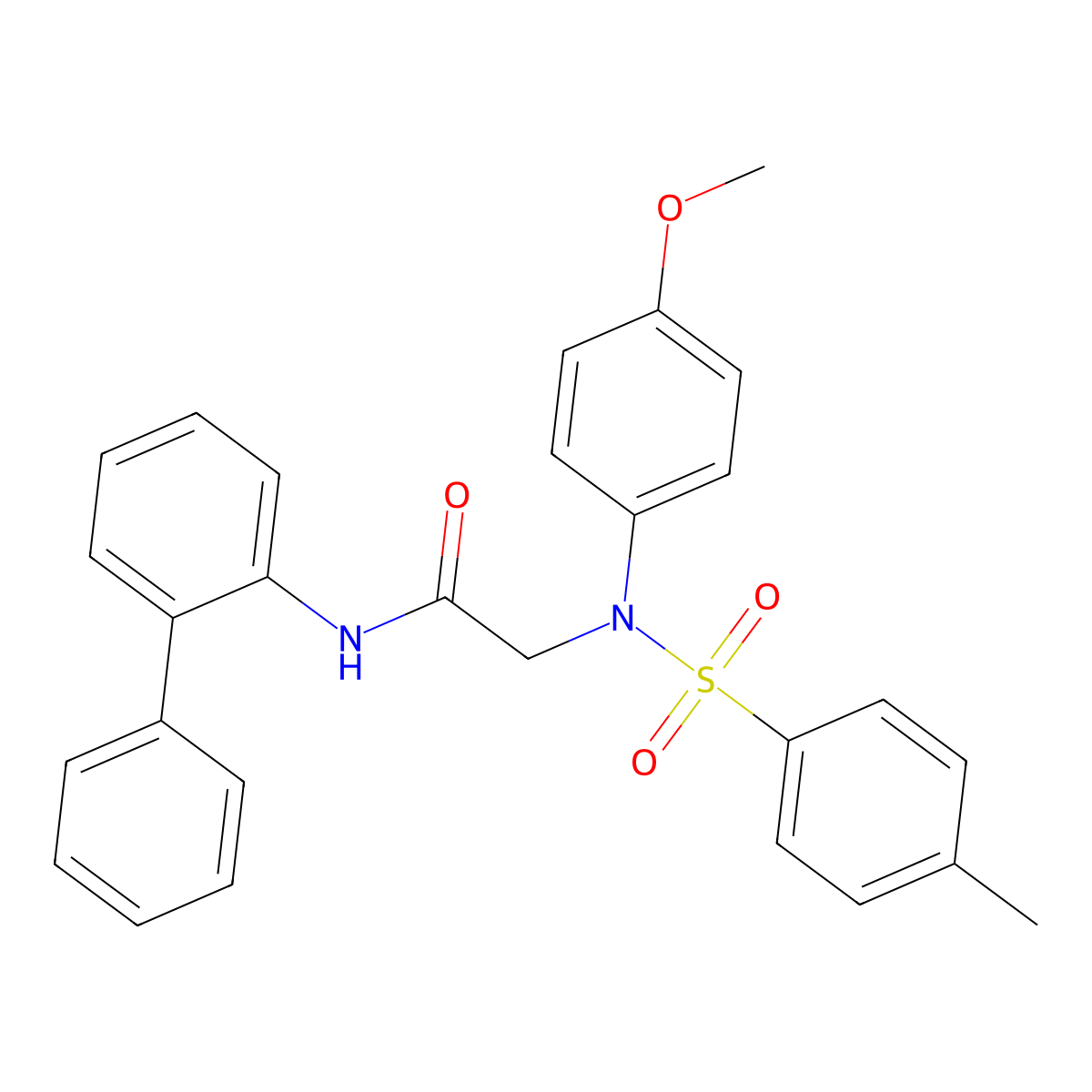 2-(4-methoxy-N-(4-methylphenyl)sulfonylanilino)-N-(2-phenylphenyl)acetamide molecular structure, CAS 663161-44-2