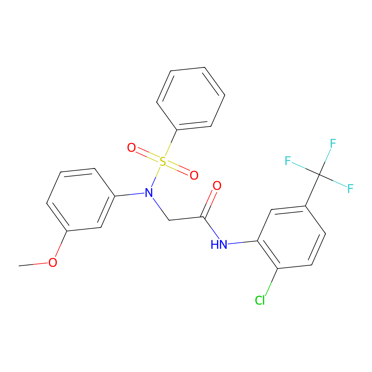 2-[N-(benzenesulfonyl)-3-methoxyanilino]-N-[2-chloro-5-(trifluoromethyl)phenyl]acetamide molecular structure, CAS 663161-70-4