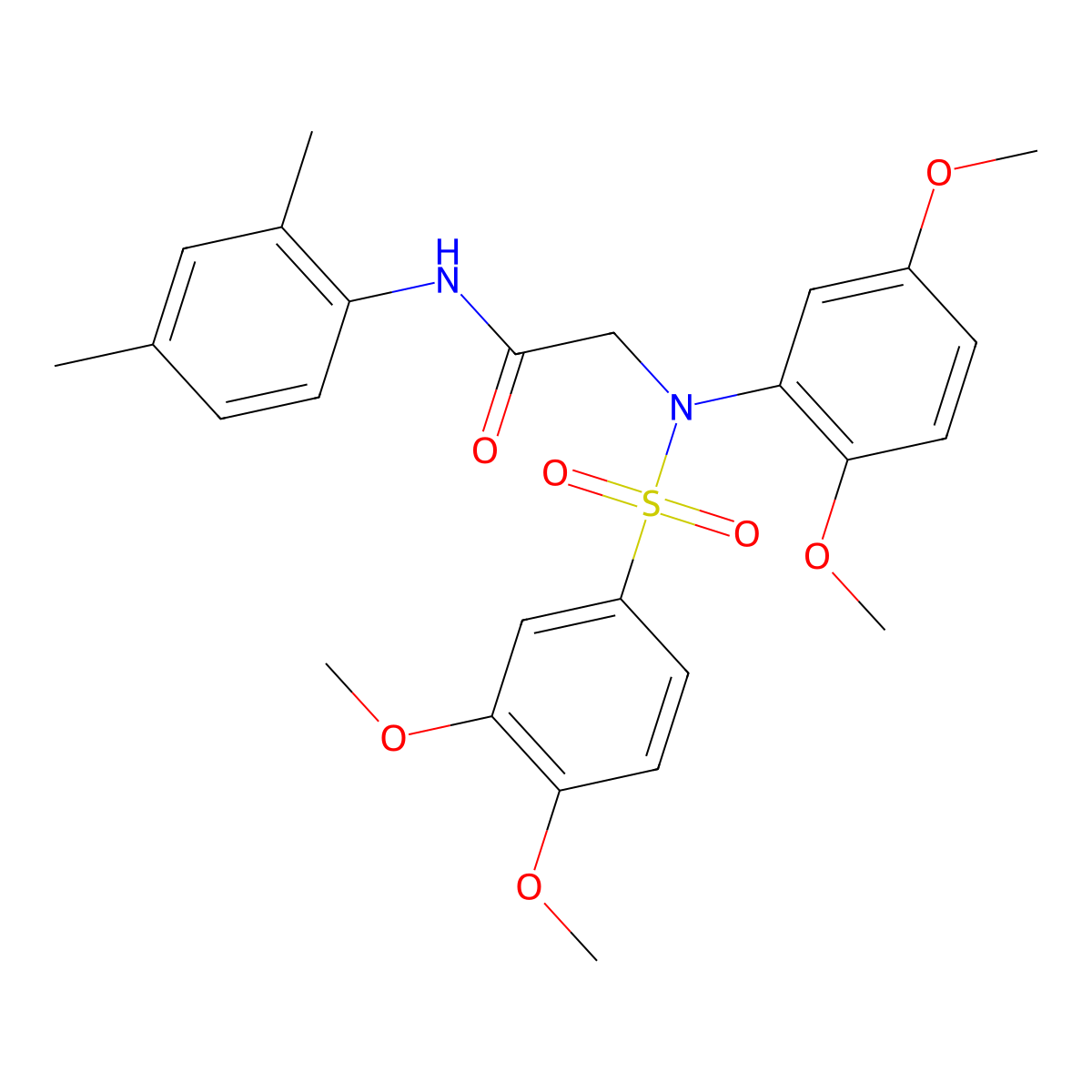 2-(N-(3,4-dimethoxyphenyl)sulfonyl-2,5-dimethoxyanilino)-N-(2,4-dimethylphenyl)acetamide molecular structure, CAS 663161-95-3