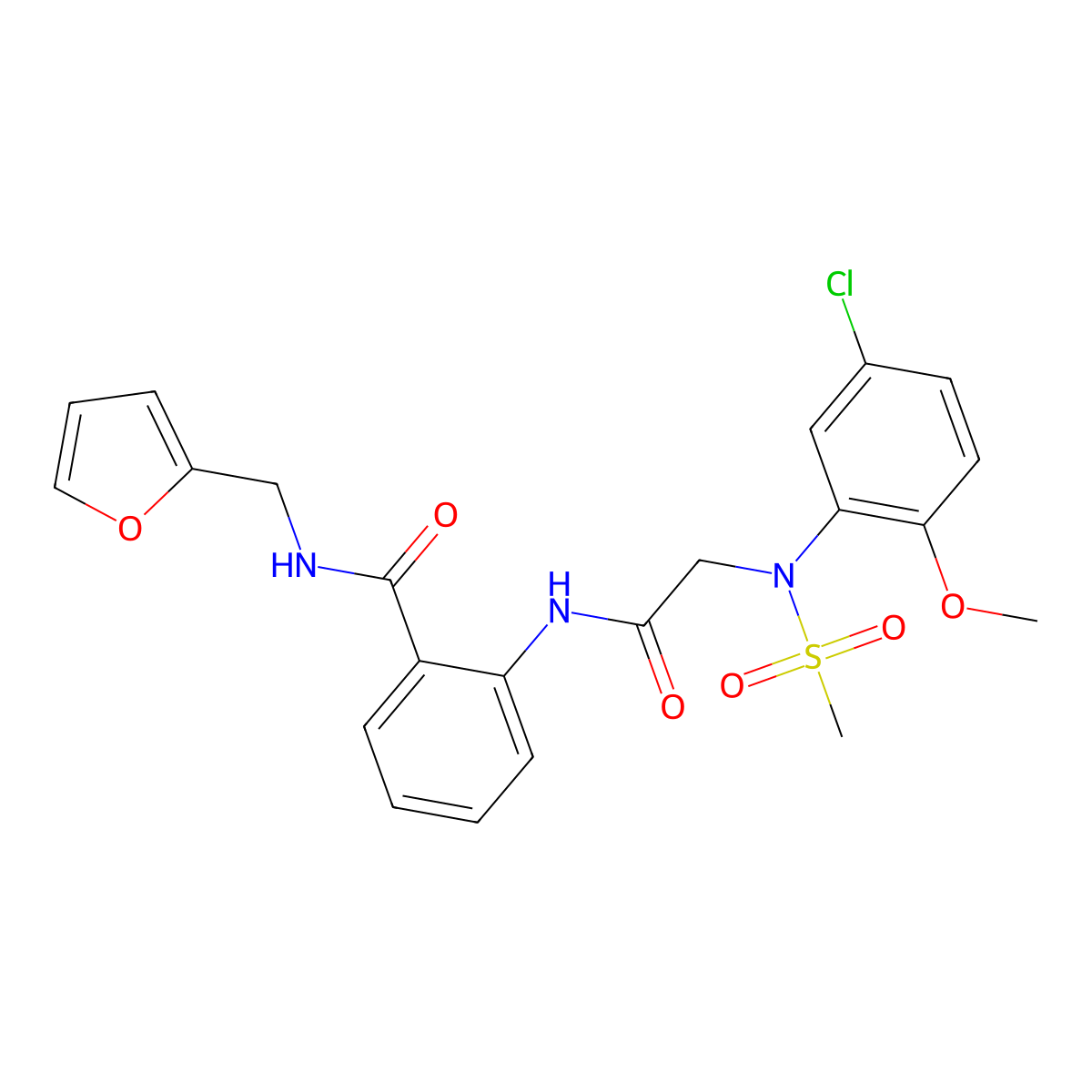 2-{[N-(5-chloro-2-methoxyphenyl)-N-(methylsulfonyl)glycyl]amino}-N-(2-furylmethyl)benzamide molecular structure, CAS 663162-02-5