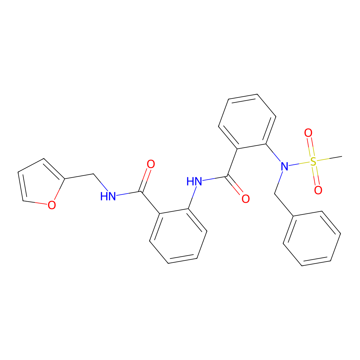 2-[[2-[benzyl(methylsulfonyl)amino]benzoyl]amino]-N-(furan-2-ylmethyl)benzamide molecular structure, CAS 663162-25-2