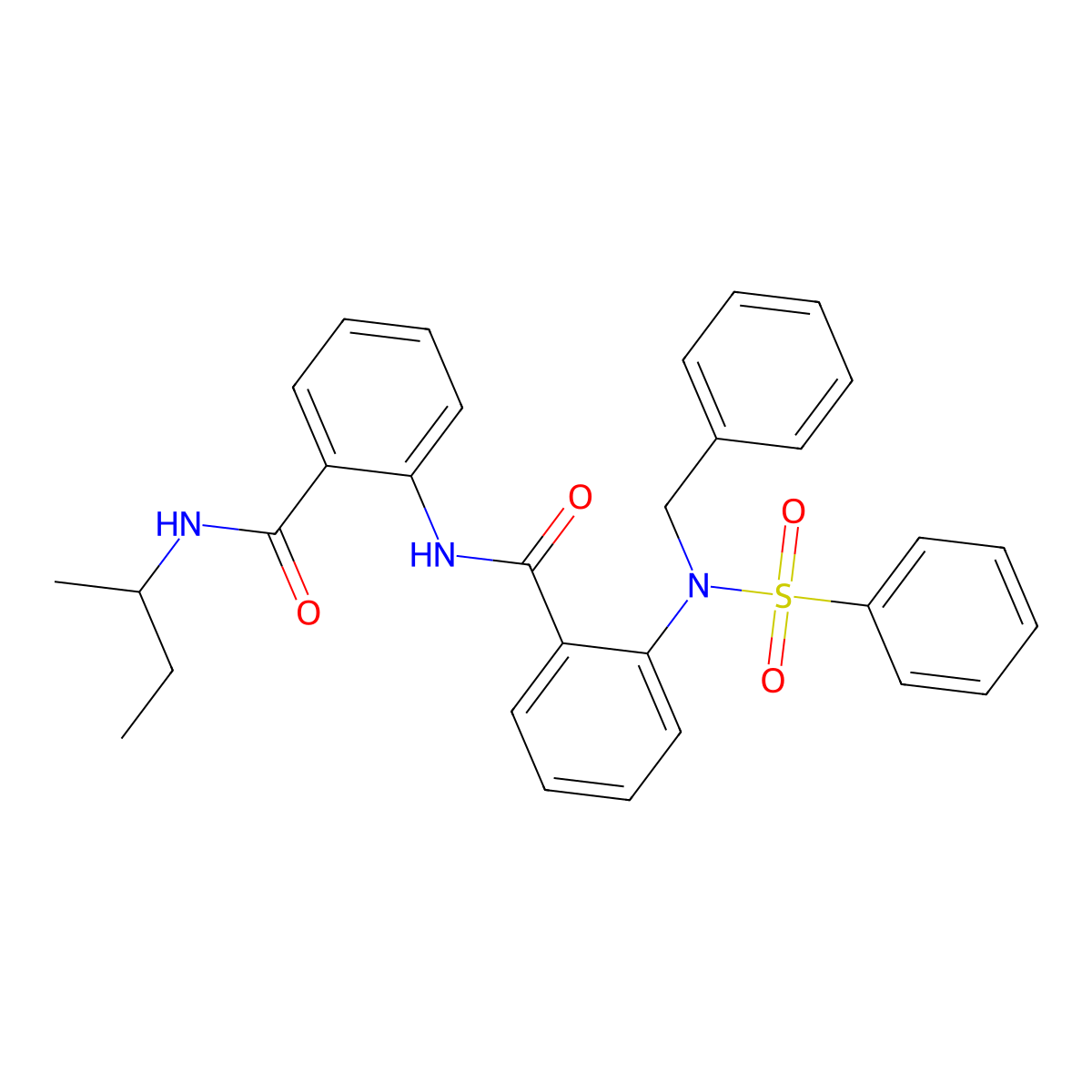 2-[[2-[benzenesulfonyl(benzyl)amino]benzoyl]amino]-N-butan-2-ylbenzamide molecular structure, CAS 663162-46-7