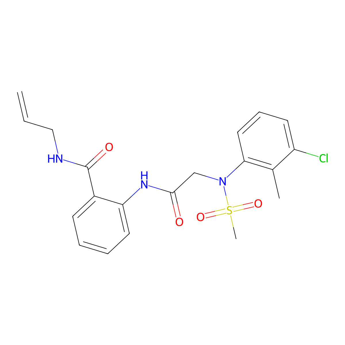 2-[[2-(3-chloro-2-methyl-N-methylsulfonylanilino)acetyl]amino]-N-prop-2-enylbenzamide molecular structure, CAS 663162-73-0