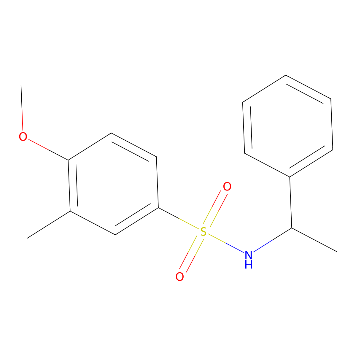 4-methoxy-3-methyl-N-(1-phenylethyl)benzenesulfonamide molecular structure, CAS 663162-74-1