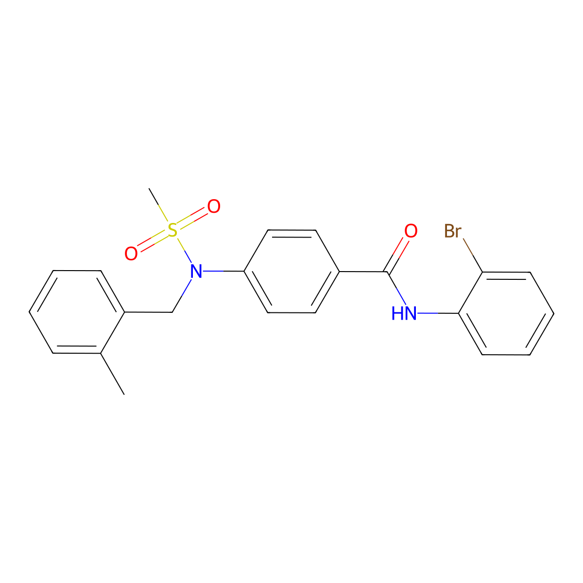 N-(2-bromophenyl)-4-[(2-methylbenzyl)(methylsulfonyl)amino]benzamide molecular structure, CAS 663164-31-6