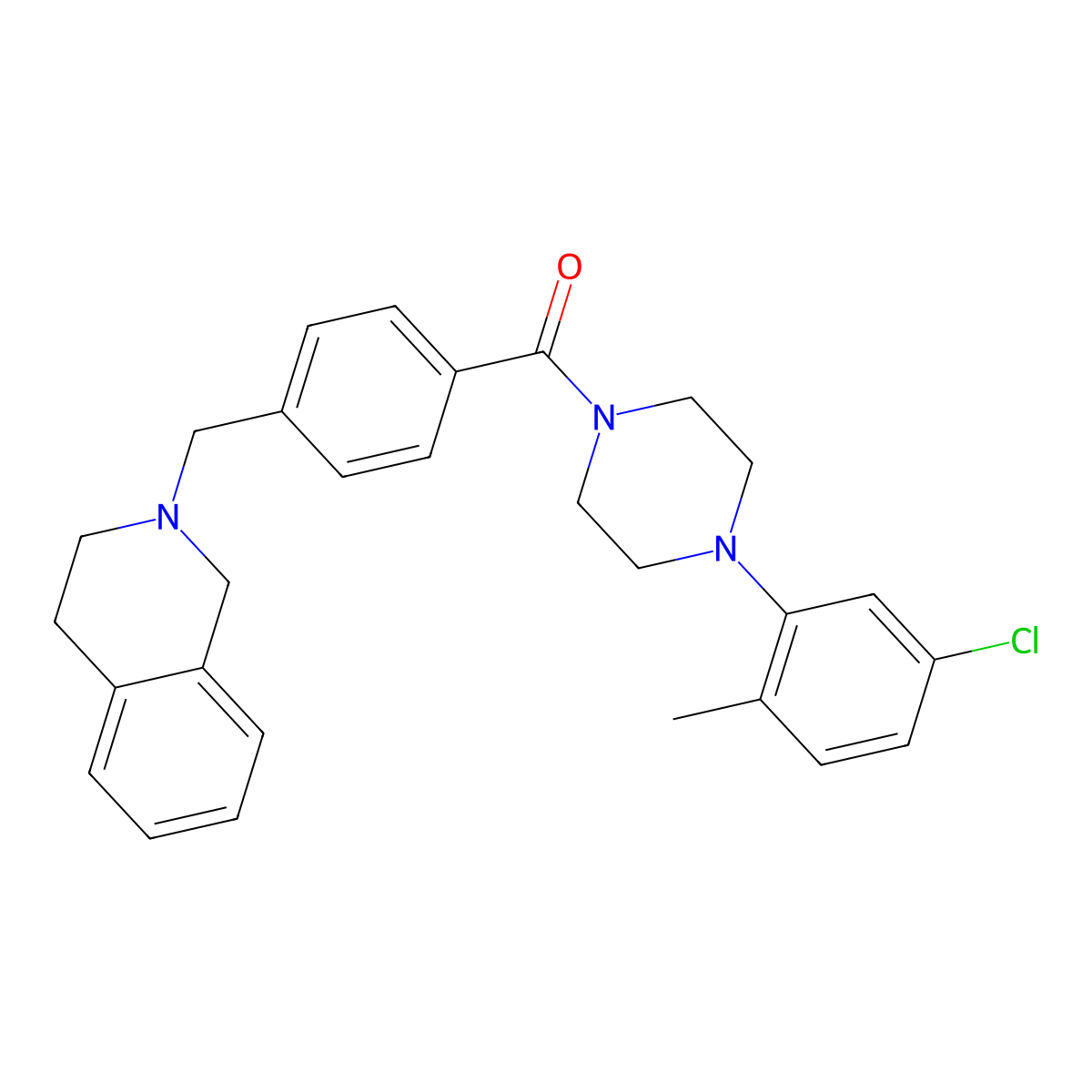 [4-(5-chloro-2-methylphenyl)piperazin-1-yl][4-(3,4-dihydroisoquinolin-2(1H)-ylmethyl)phenyl]methanone molecular structure, CAS 663164-33-8