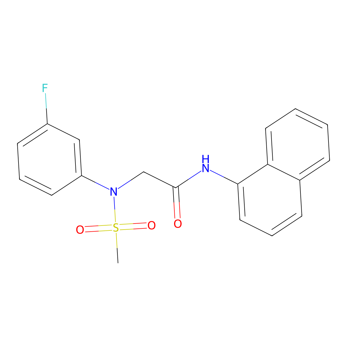 2-(3-fluoro-N-methylsulfonylanilino)-N-naphthalen-1-ylacetamide molecular structure, CAS 663164-63-4