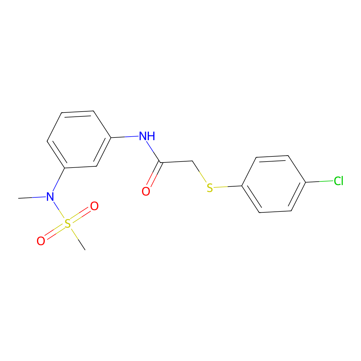 2-(4-chlorophenyl)sulfanyl-N-[3-[methyl(methylsulfonyl)amino]phenyl]acetamide molecular structure, CAS 663164-92-9