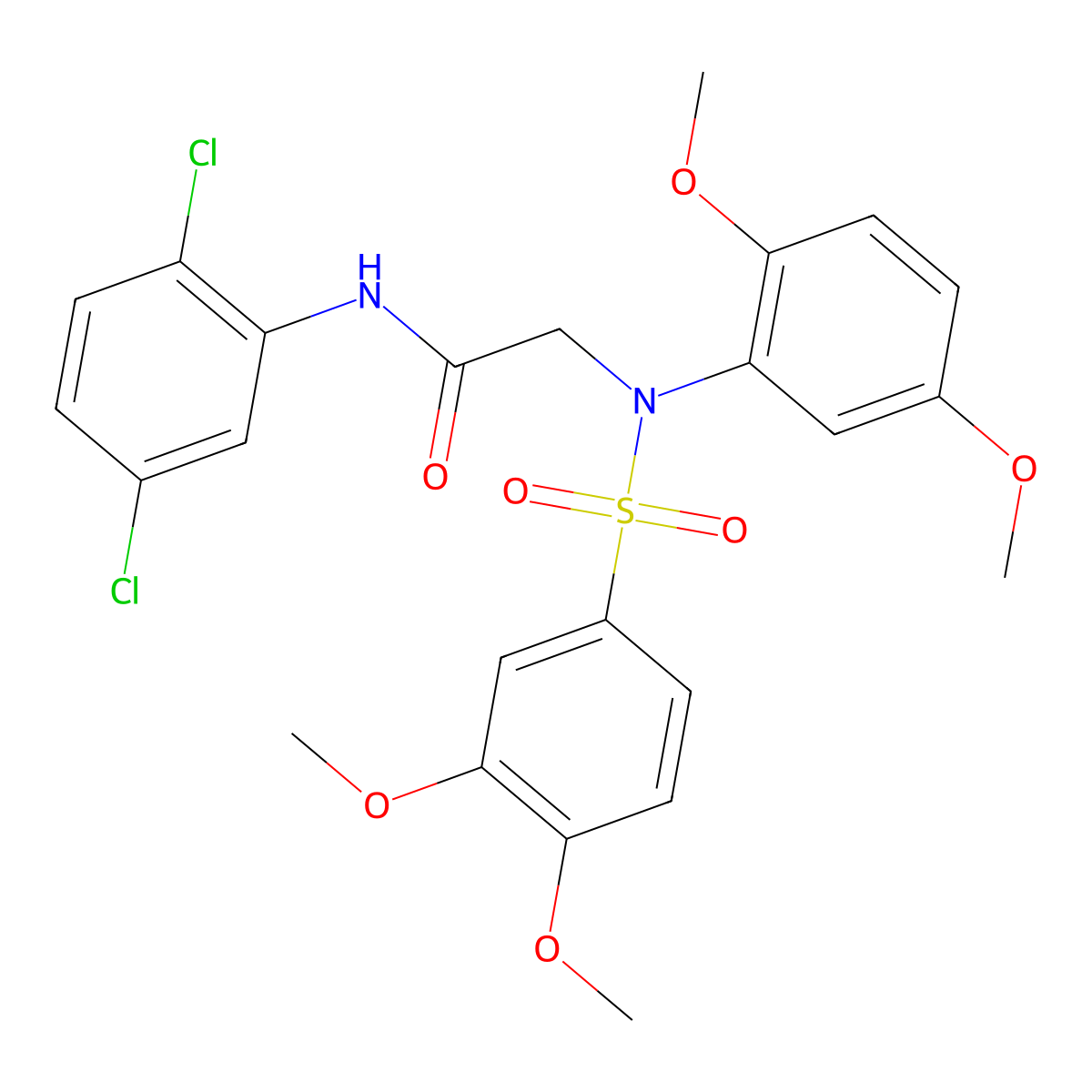 N-(2,5-dichlorophenyl)-2-(N-(3,4-dimethoxyphenyl)sulfonyl-2,5-dimethoxyanilino)acetamide molecular structure, CAS 663165-01-3