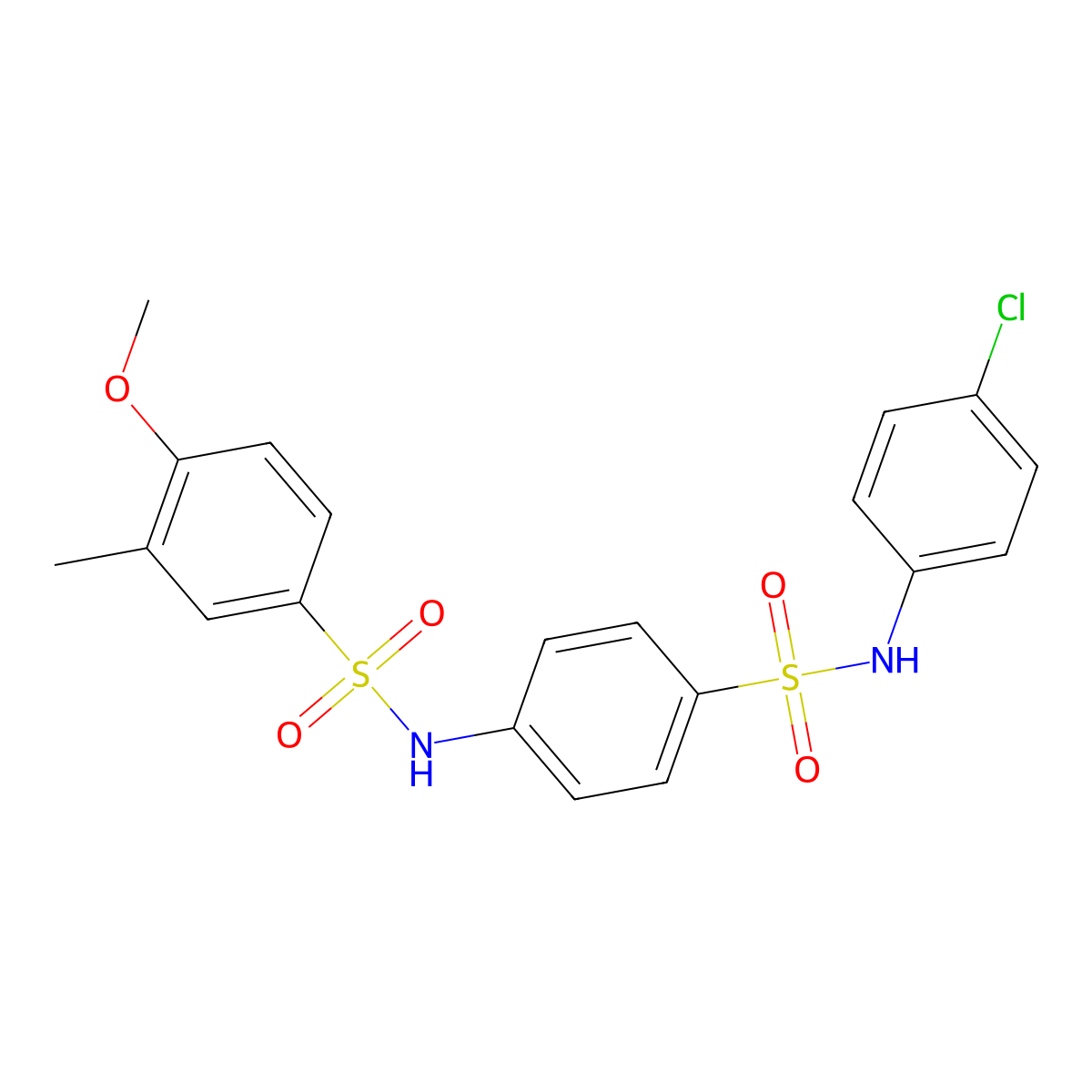 N-[4-[(4-chlorophenyl)sulfamoyl]phenyl]-4-methoxy-3-methylbenzenesulfonamide molecular structure, CAS 663165-07-9
