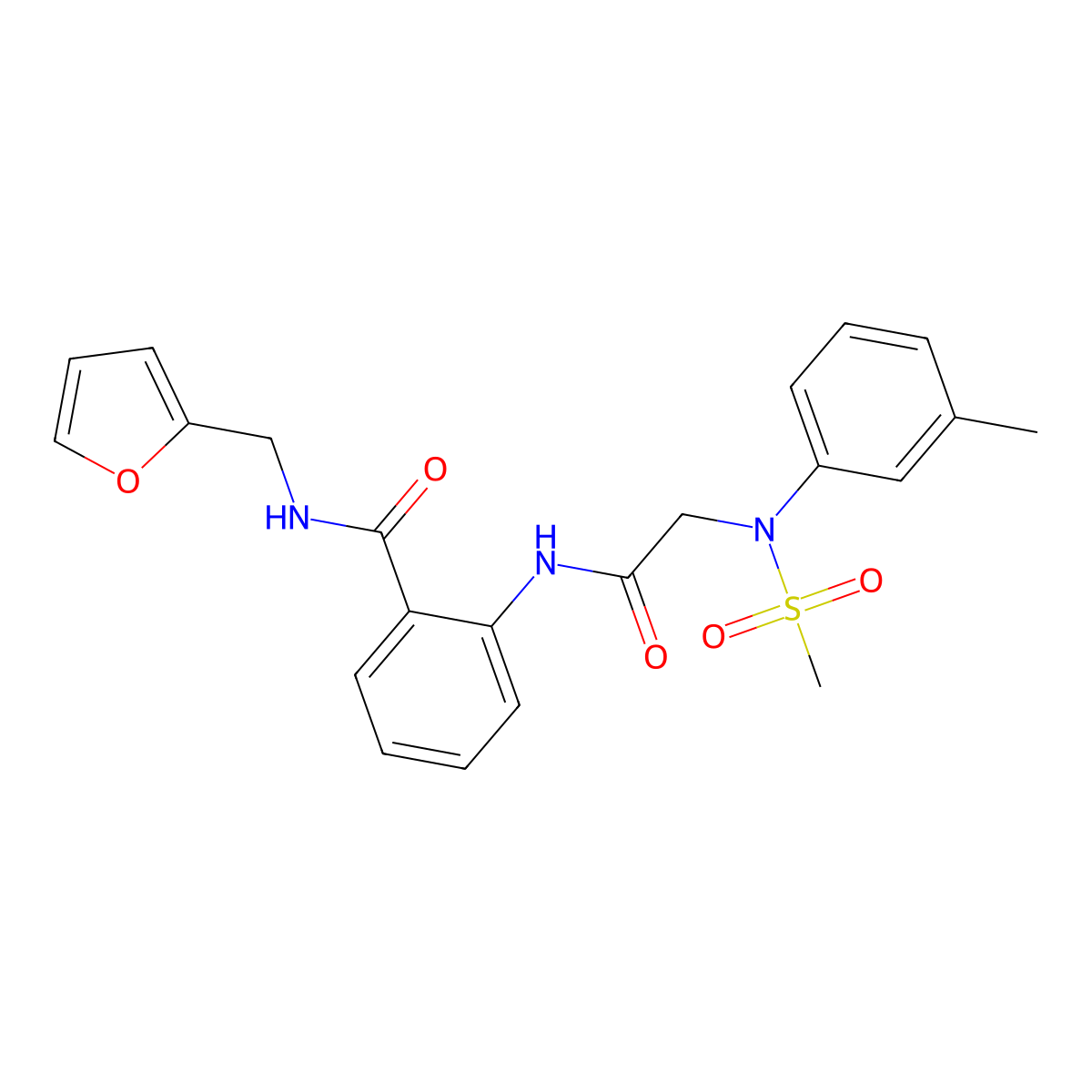 N-(furan-2-ylmethyl)-2-[[2-(3-methyl-N-methylsulfonylanilino)acetyl]amino]benzamide molecular structure, CAS 663165-09-1