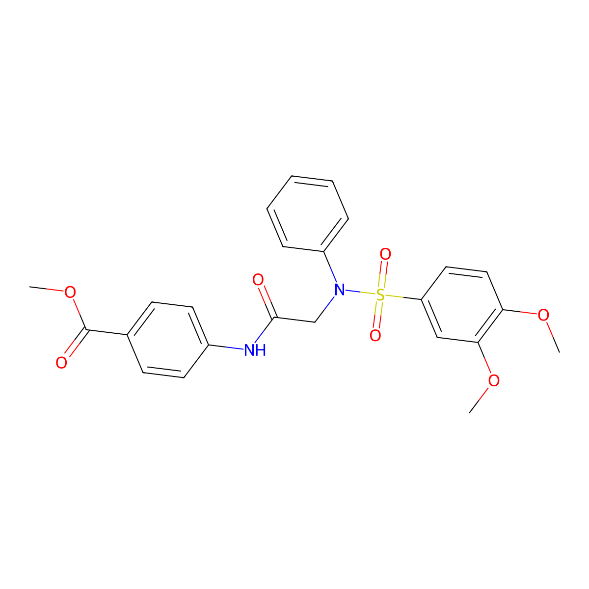 methyl 4-({N-[(3,4-dimethoxyphenyl)sulfonyl]-N-phenylglycyl}amino)benzoate molecular structure, CAS 663165-19-3