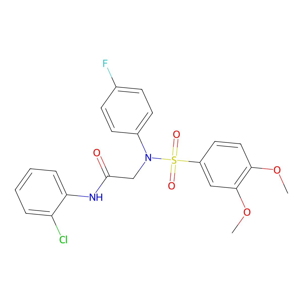 N-(2-chlorophenyl)-2-(N-(3,4-dimethoxyphenyl)sulfonyl-4-fluoroanilino)acetamide molecular structure, CAS 663165-43-3